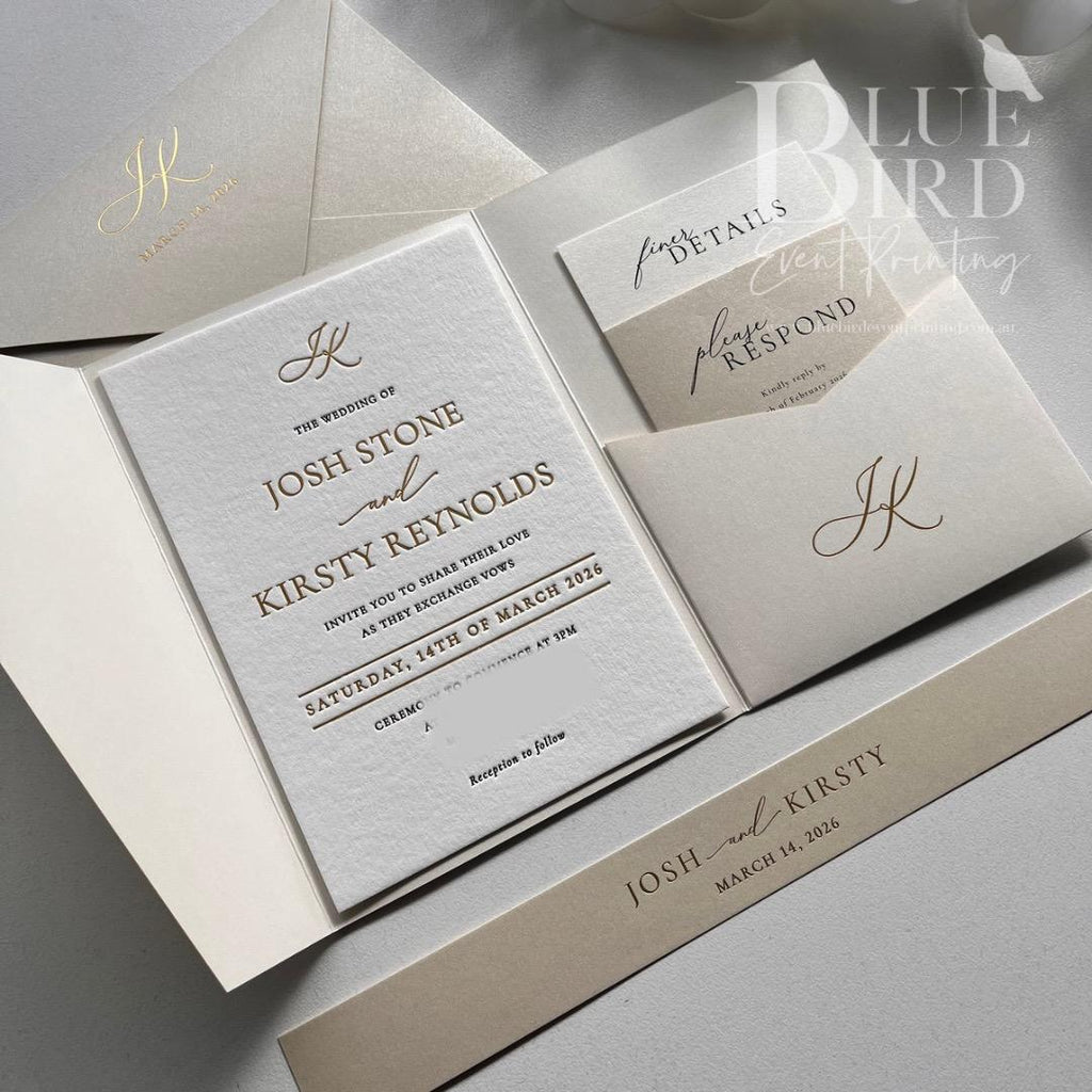 Josh & Kirsty – Luxury Letterpress & Foil Wedding Invitation Suite