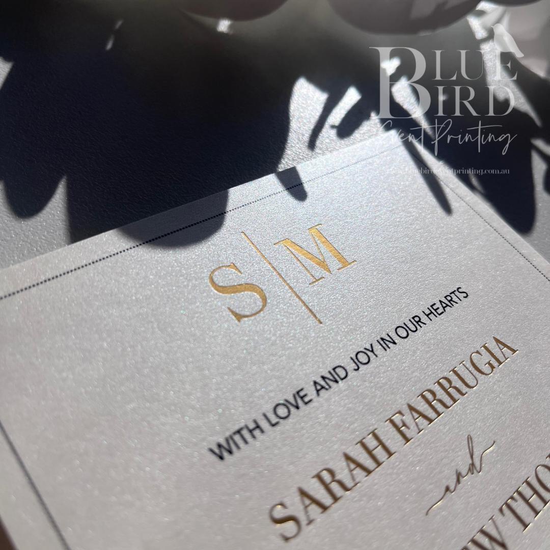 Sarah & Matthew – Signature Series Foil Stamped Monogram Wedding Invitation Suite