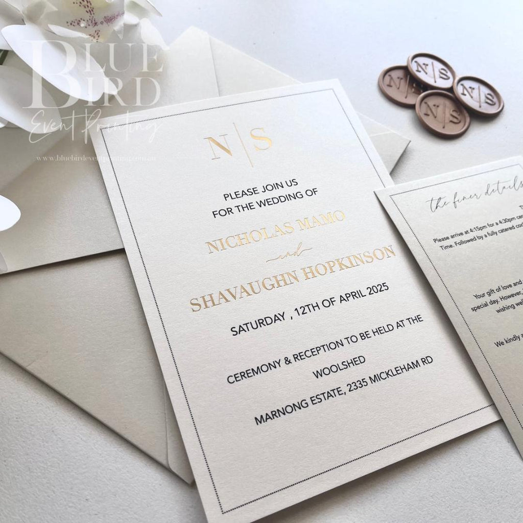 Sarah & Matthew – Signature Series Foil Stamped Monogram Wedding Invitation Suite