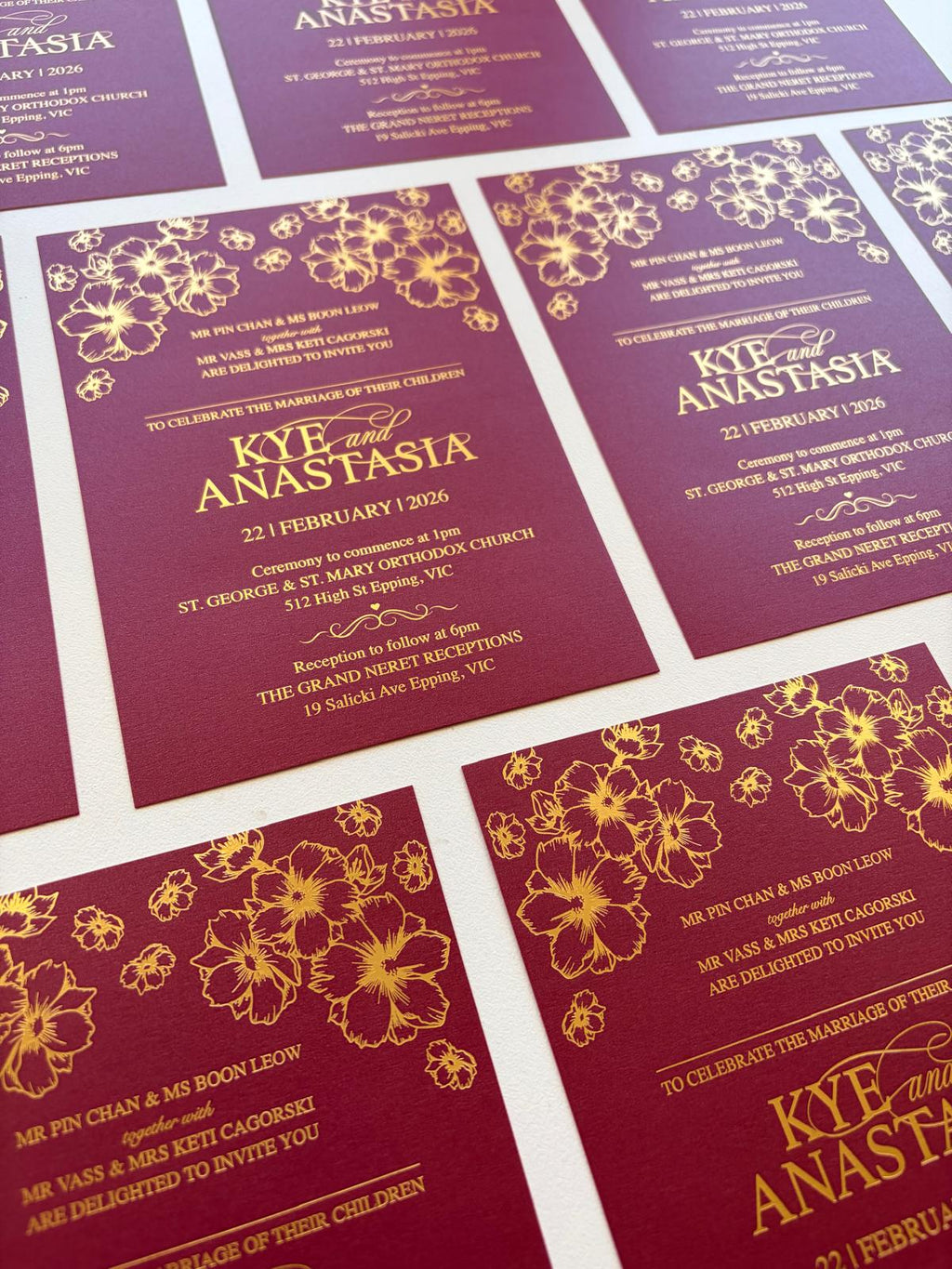 Kye & Anastasia – Signature Floral Foil Wedding Invitation Suite
