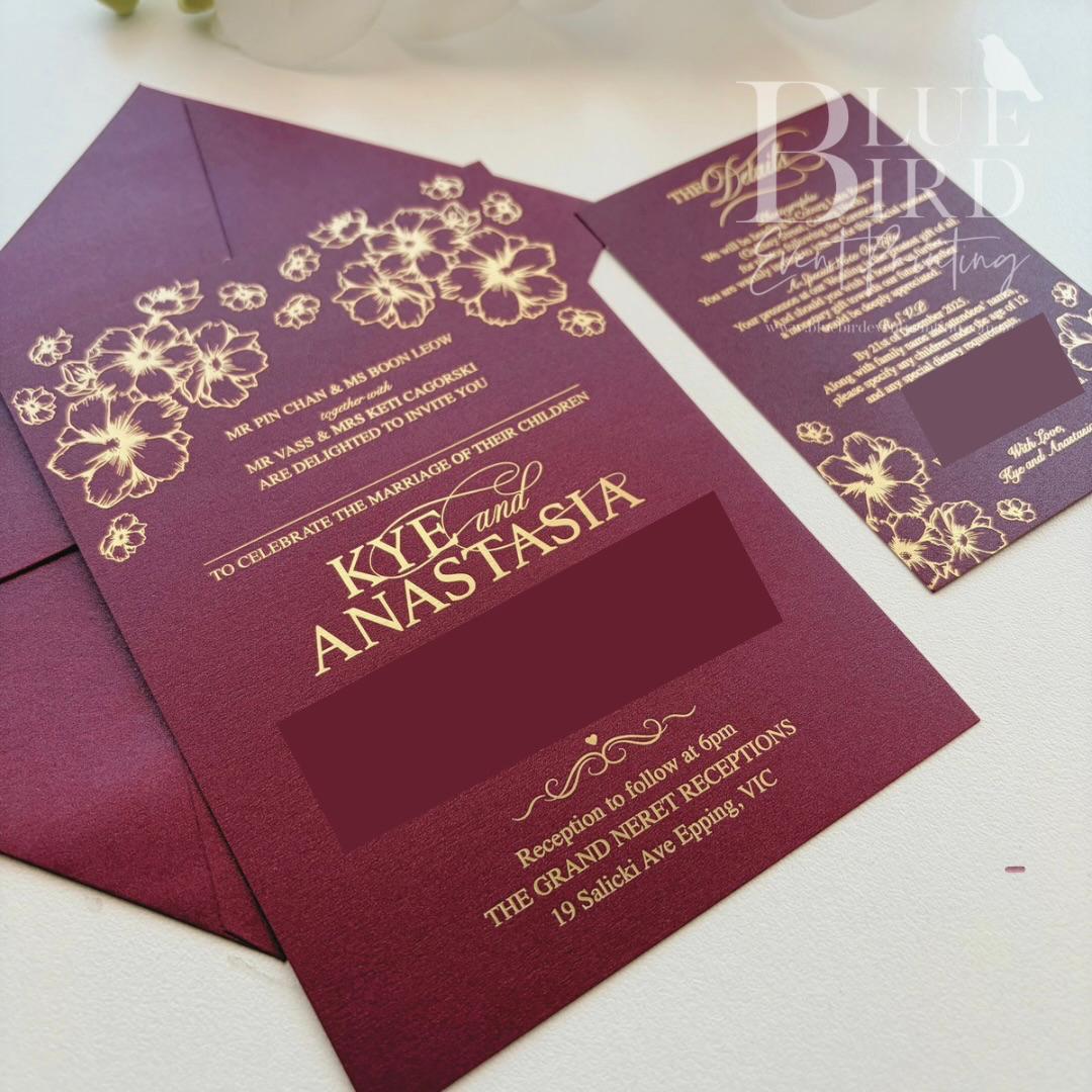 Kye & Anastasia – Signature Floral Foil Wedding Invitation Suite